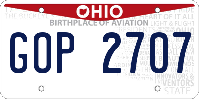 OH license plate GOP2707