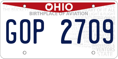 OH license plate GOP2709