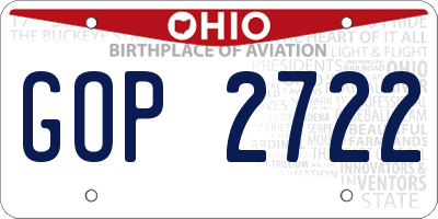 OH license plate GOP2722