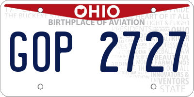 OH license plate GOP2727