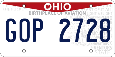 OH license plate GOP2728