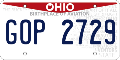 OH license plate GOP2729