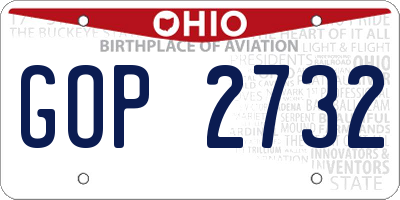 OH license plate GOP2732