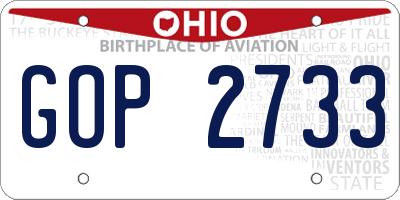 OH license plate GOP2733