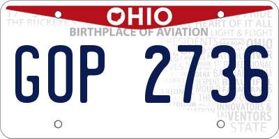 OH license plate GOP2736