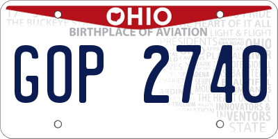 OH license plate GOP2740