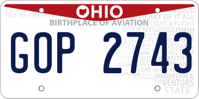 OH license plate GOP2743
