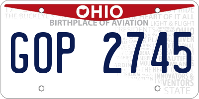 OH license plate GOP2745