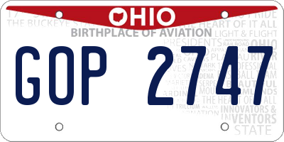 OH license plate GOP2747