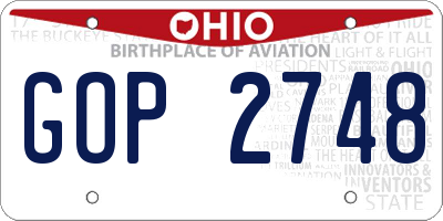 OH license plate GOP2748