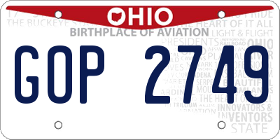 OH license plate GOP2749
