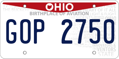 OH license plate GOP2750