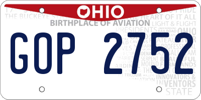 OH license plate GOP2752
