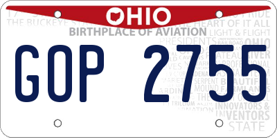 OH license plate GOP2755