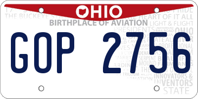 OH license plate GOP2756