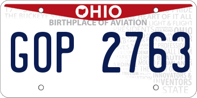OH license plate GOP2763