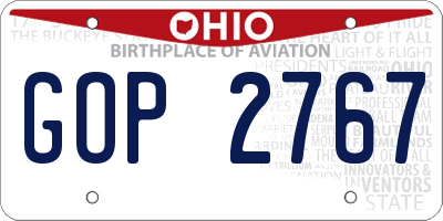 OH license plate GOP2767