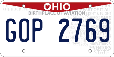 OH license plate GOP2769