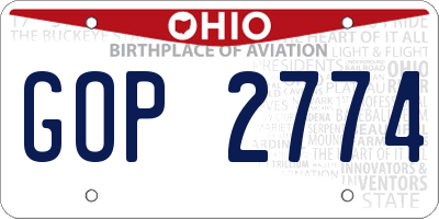 OH license plate GOP2774