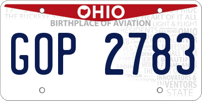 OH license plate GOP2783