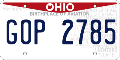 OH license plate GOP2785