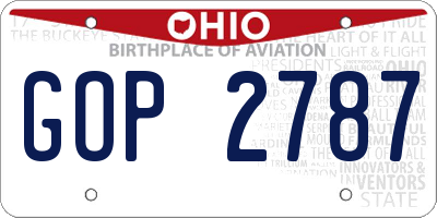 OH license plate GOP2787