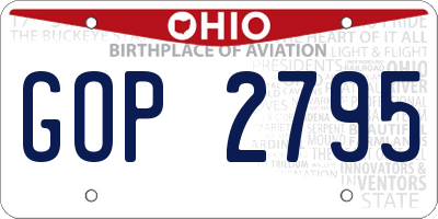 OH license plate GOP2795