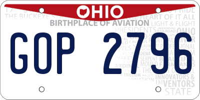 OH license plate GOP2796