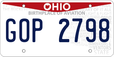 OH license plate GOP2798