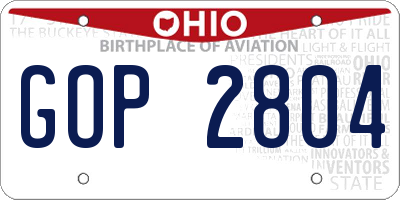 OH license plate GOP2804