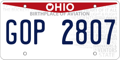 OH license plate GOP2807