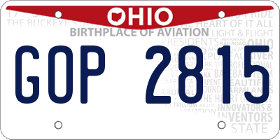 OH license plate GOP2815