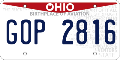 OH license plate GOP2816