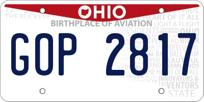 OH license plate GOP2817