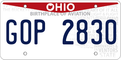 OH license plate GOP2830