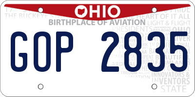 OH license plate GOP2835