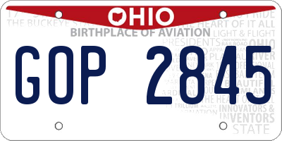 OH license plate GOP2845