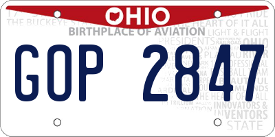 OH license plate GOP2847