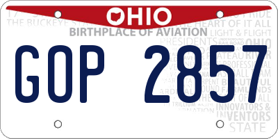 OH license plate GOP2857