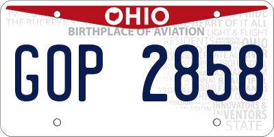 OH license plate GOP2858