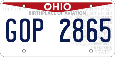OH license plate GOP2865