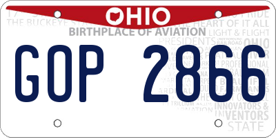 OH license plate GOP2866