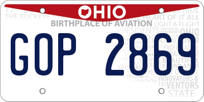 OH license plate GOP2869