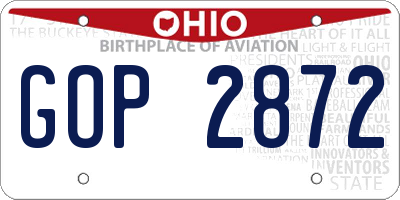 OH license plate GOP2872