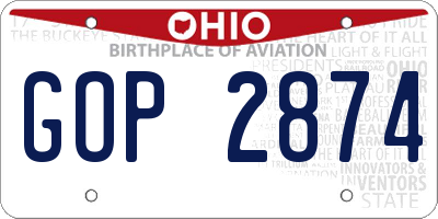 OH license plate GOP2874