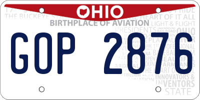OH license plate GOP2876