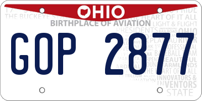 OH license plate GOP2877