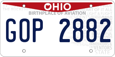 OH license plate GOP2882