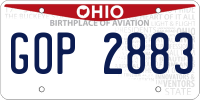 OH license plate GOP2883