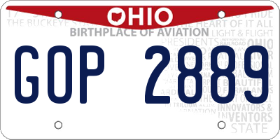 OH license plate GOP2889